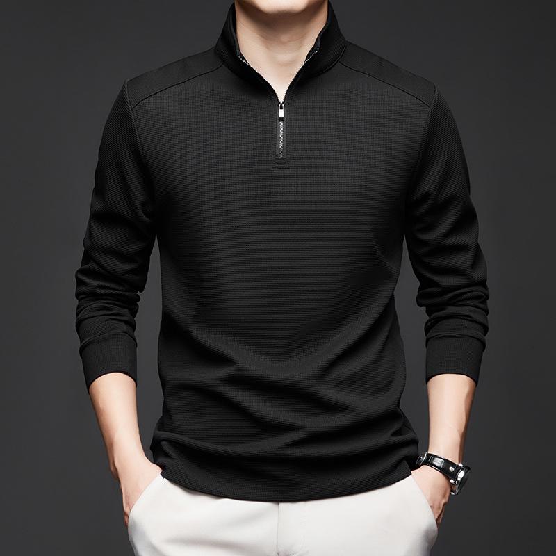 Men S Loose Casual Stand Collar Long Sleeve Polo Sweatshirt