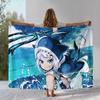Gawr Gura Hololive English Cute Cartoon Flannel Blanket,Ultra Soft Warm Plush Throw for Home Bedroom Bed Sofa Cover Picnic gift