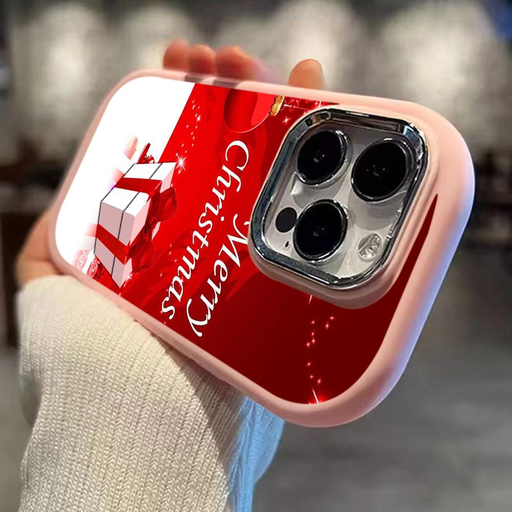 N111 Merry Christmas art Happy New Year Soft Phone Cases for Samsung S24 S23 A15 A12 A35 A54 Infinix Hot 40i Plating Frame Camera Protector Back Cover