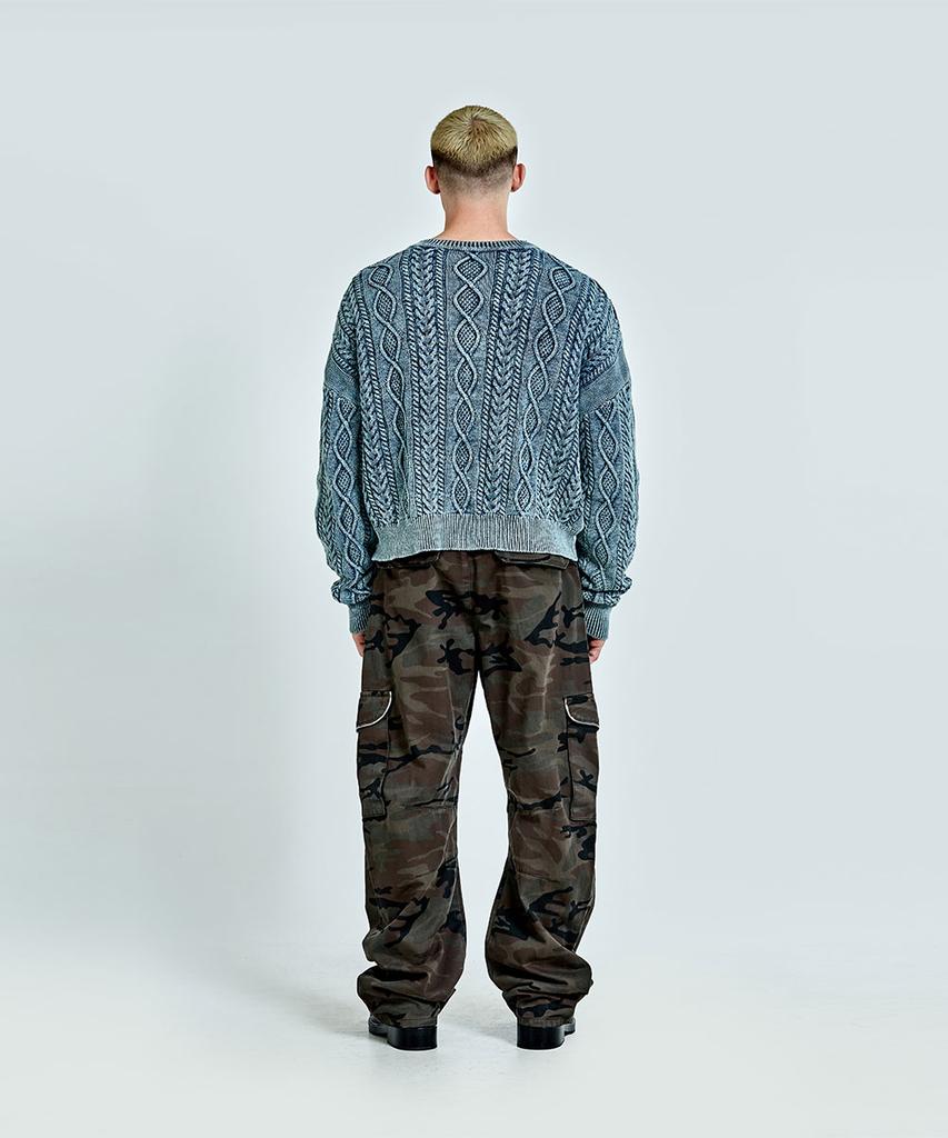 51Peosenteu Twisted Denim Knit - Blue