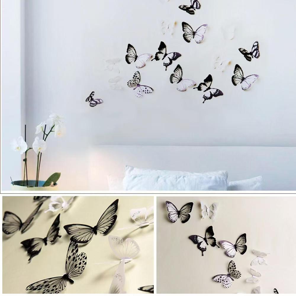 12PCS 3D Beautiful Butterfly Wall Sticker and Butterfly Wall Decor for Living Room Wall Decoration Wedding Gift