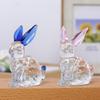 Cute Rabbit Statue Desktop Rabbit Decoration Elegant Faux Rabbit Figurine Glass Art Sculpture for Home Office Decor