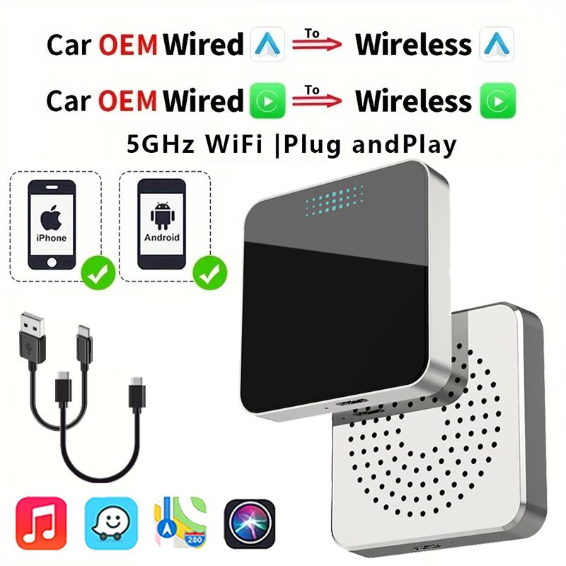 

Проводной беспроводной CarPlay Android Auto Box 2 в 1 Автомобильный мультимедийный проигрыватель USB/Type C для автомобильного радио Plug And Play для Mazda Benz