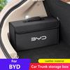 Car Leather Trunk Storage Box Foldable Carbon Fiber For BYD Atto 3 Dolphin Seal Tang Song DMI Organizer Bag Interior Accessories