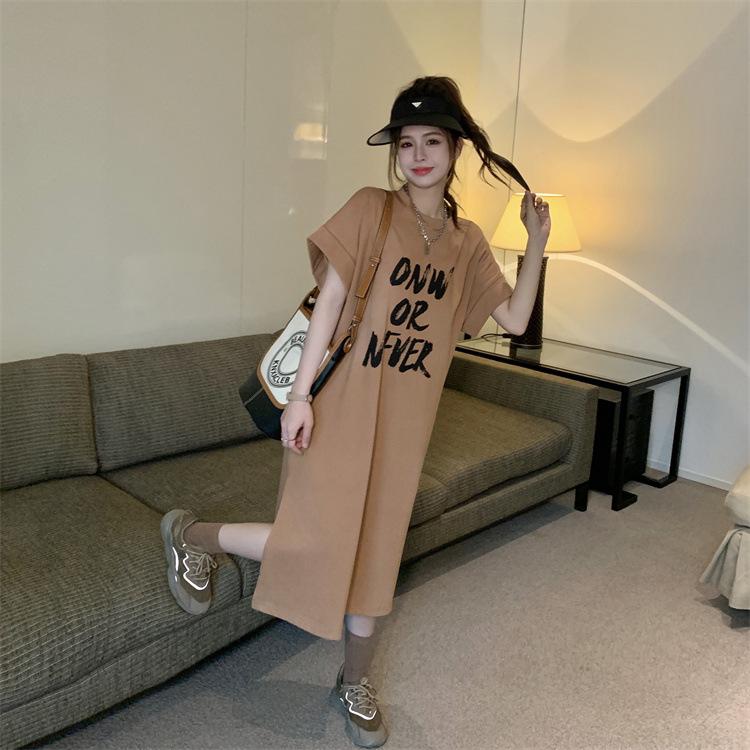 Футболка платье свободного покроя большого размера короткое платье летнее платье — фото 9