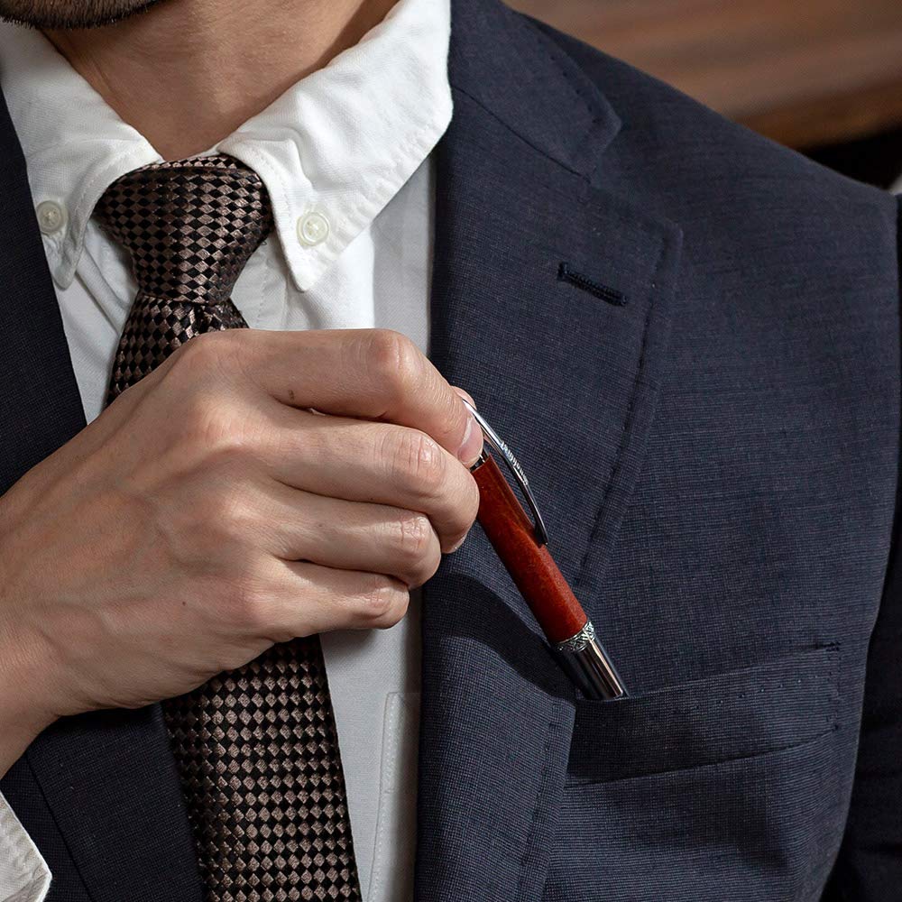 Snovist Museum Calf Ballpoint Genuine Brown Leather-Wrapped Pen, Leather,