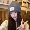 Korean Style Casual English Cloth Label Long Camel Hair Knitted Hat Autumn and Winter Warm Woolen Hat Dome Ear Protection Hat