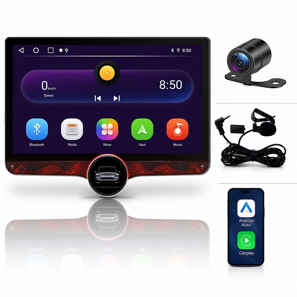Car audio system, 10.1-inch universal model, supports CarPlay and Android Auto, Android 15, supports 5G, Wi-Fi, and Bluetooth 5.0