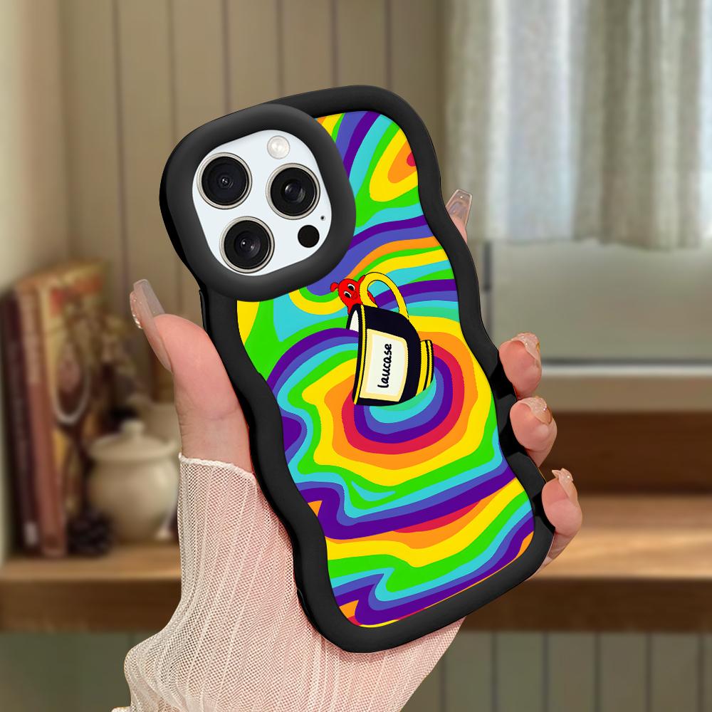 Big Wave Edge Soft silikonový materiál Macaron Pouzdro na telefon Nárazuvzdorné ochranné gumové pouzdro pro iPhone Samsung Huawei Honor Xiaomi Redmi OnePlus Moto