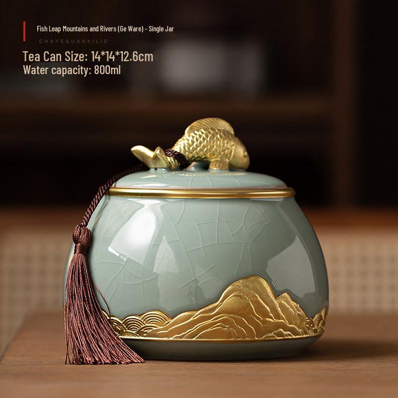 Ge Kiln Ceramic Sealed Tea Can for Home - Chinese Style High-End Tea Storage for Pu'er & White Tea