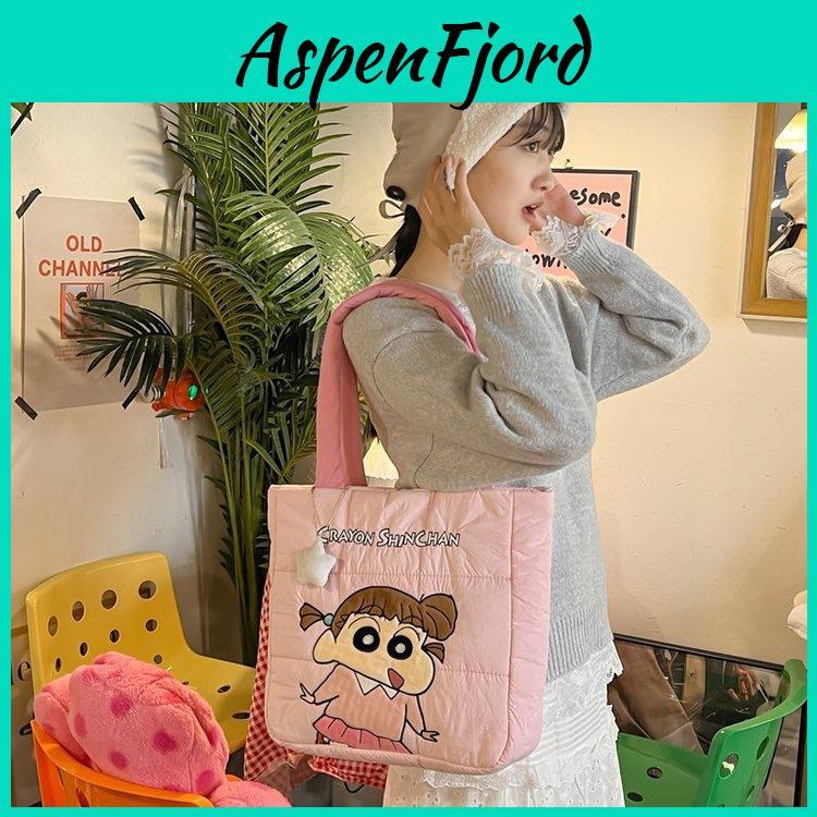 Crayon Shinchan Nylon Tote Bag With Letter Design For Daily Use