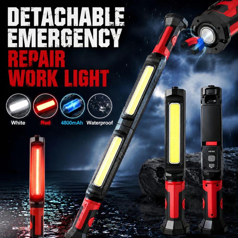 Rechargeable LED Magnetic Flashlight Detachable COB Long Bar Light  Repair, Camping Etc