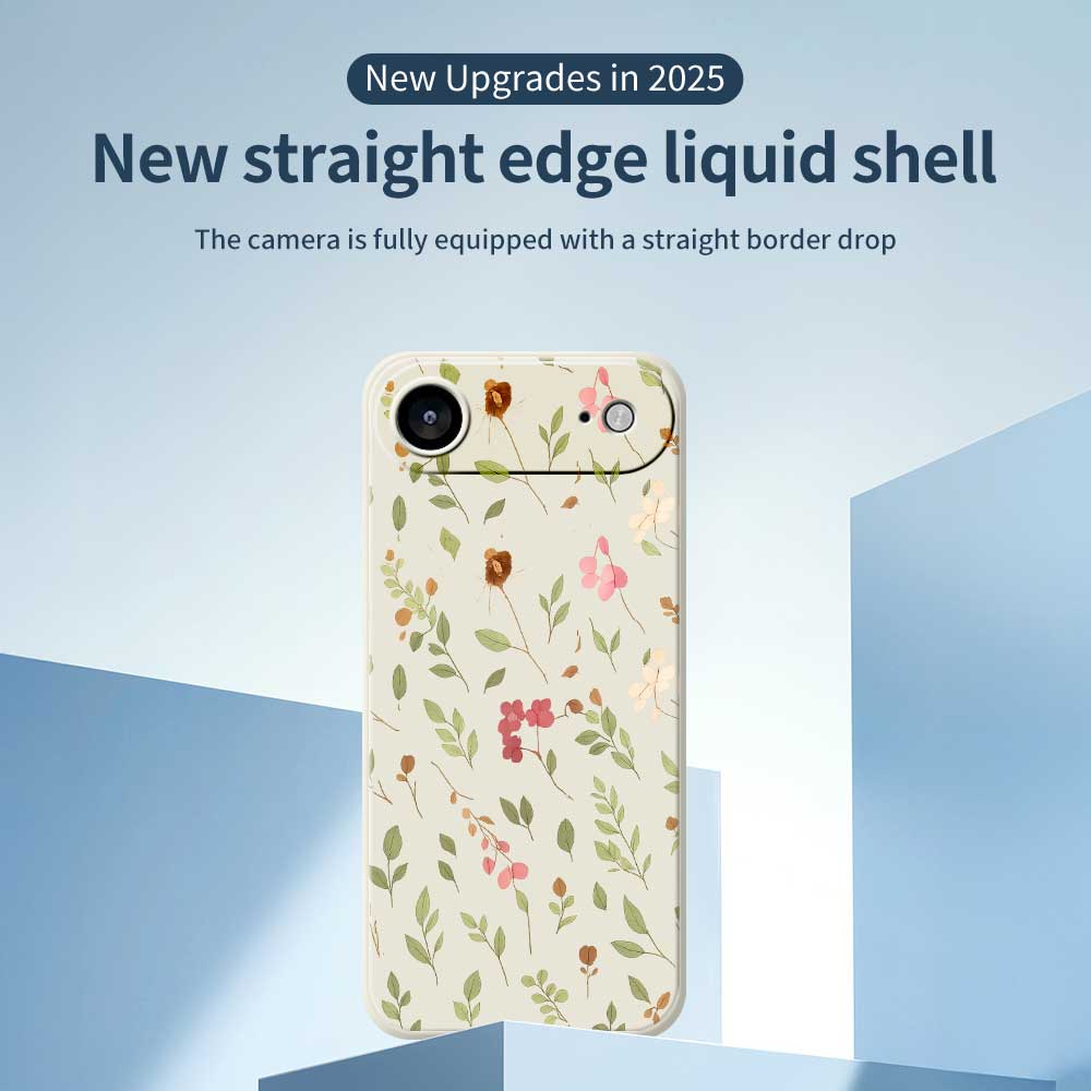For iPhone 17 Air Case Small Flower Leaves Pattern Printing Straight Edge TPU Phone Back Cover
