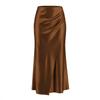 Damen Hoher Bund Satin Maxirock Wickel Raffung Elegant Bodycon Rock