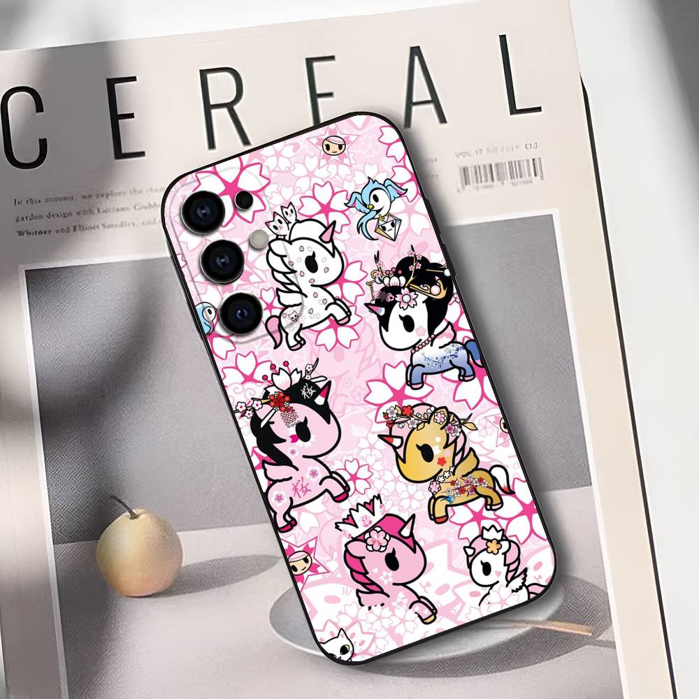 Japan T-Tokidokis Phone Case For Samsung S25,S24,S21,S22,S23,S30,Ultra,S20,Plus,Soft Silicone Black Cover