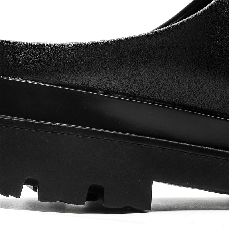 Letní Nové Street Style Nazouváky Pro Pánské Jednobarevné Černé Kožené Hombre Denní Společenské Boty Zvyšující Výšku Nazouvací Ležérní Trend