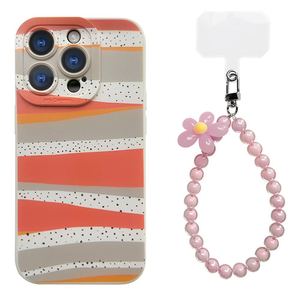For iPhone 16 Pro Case with Phone Tether Tabs Protective TPU Phone Cover Wave Pattern Design