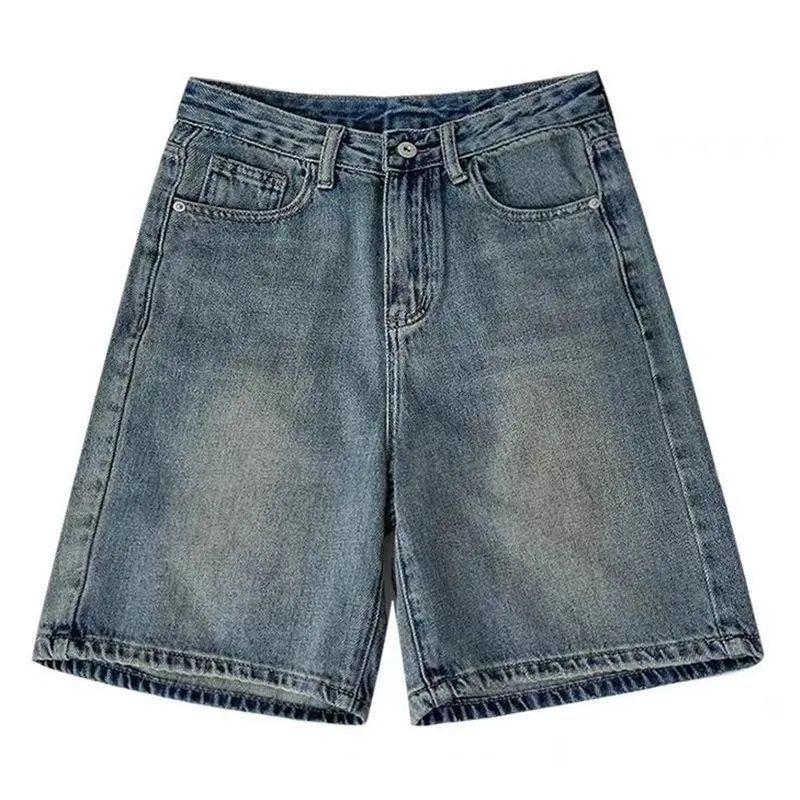 Spring Summer Women Casual Denim Shorts Fashion Wide Leg Short Jeans Knee Lenght Denim Pant High Waist Girls