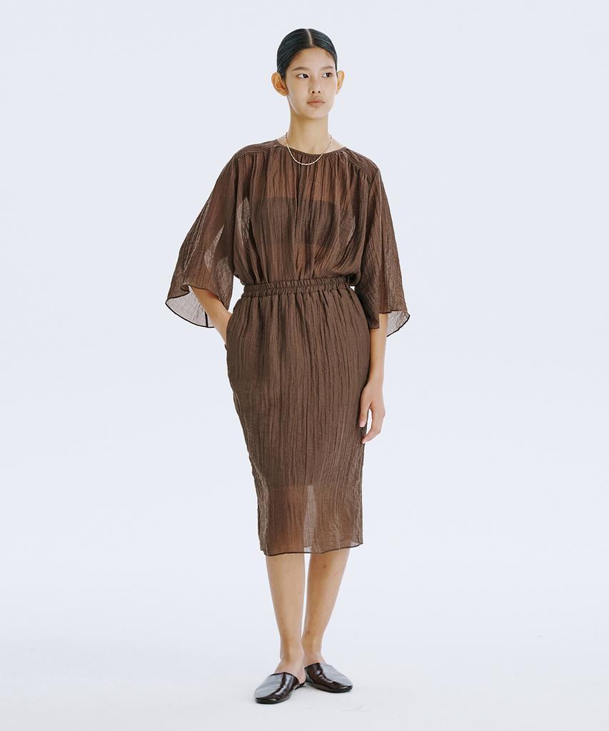 Bundercammer Sheer Banding Skirt_Brown