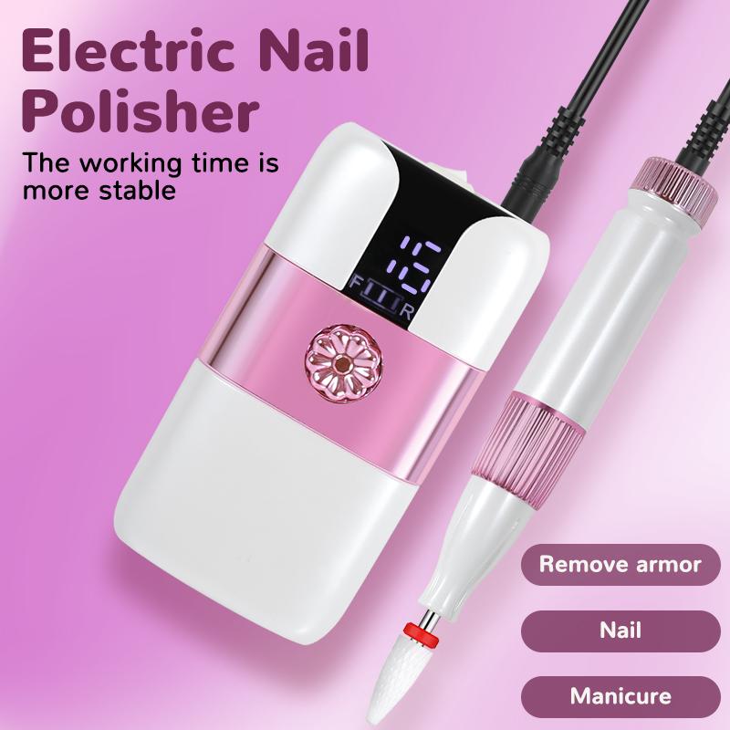 Silent Electric Nail File and Drill Kit - Anti-Splash Manicure Tool with Rechargeable Low Noise Polishing for Home