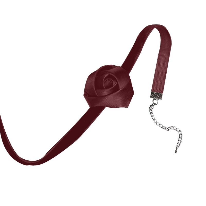Fashion Choker Necklace Women Silk Satin Rose Necklace Flower Rose Chocker Clavicle Chain Party Sexy Jewelry Ornament