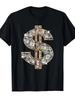 Vintage Money Cash Dollar Graphic Men’s T-Shirt Gold Chain Streetwear Tee