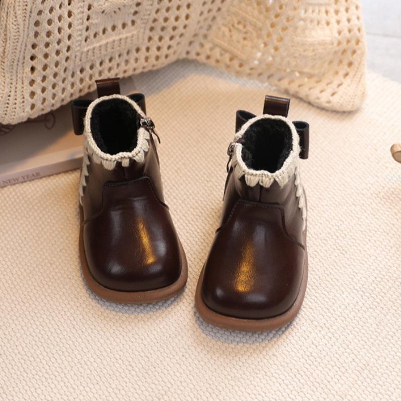 Winter Fleece-lined Cotton Shoes for Children Princess Shoes Warm Short Boots Non-slip Soft-soled Big Cotton Boots