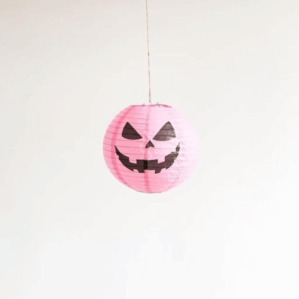 Color-Blocked Pumpkin Paper Lantern Foldable Round Paper Lanterns Hanging Lamp Ball Bar Decoration