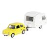Model 1:43 Zestaw Fiat 126p + przyczepa Niewiadów Kemping, żółty