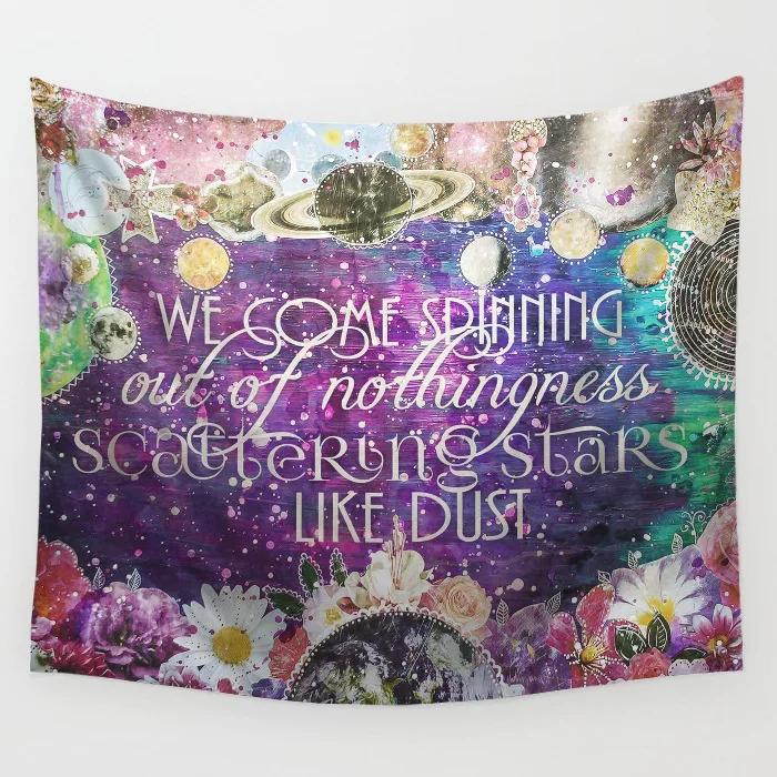 Tapestry Wall Covering Rug Boho Bedspread Home Decor Shiny Mandala Pattern Hippie Hanging