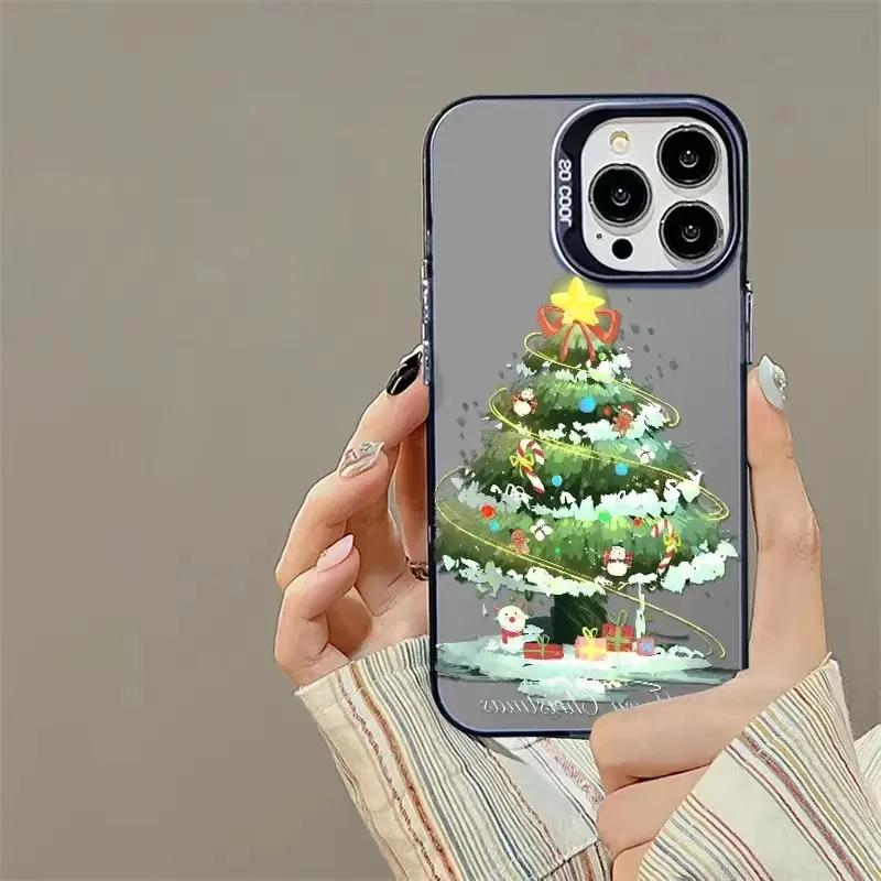 New Christmas Tree New Year Gift Phone Case For iPhone 15 14 11 12 13 Pro Max X XS XR 8 7 14 Plus Lens Protection Plating Cover