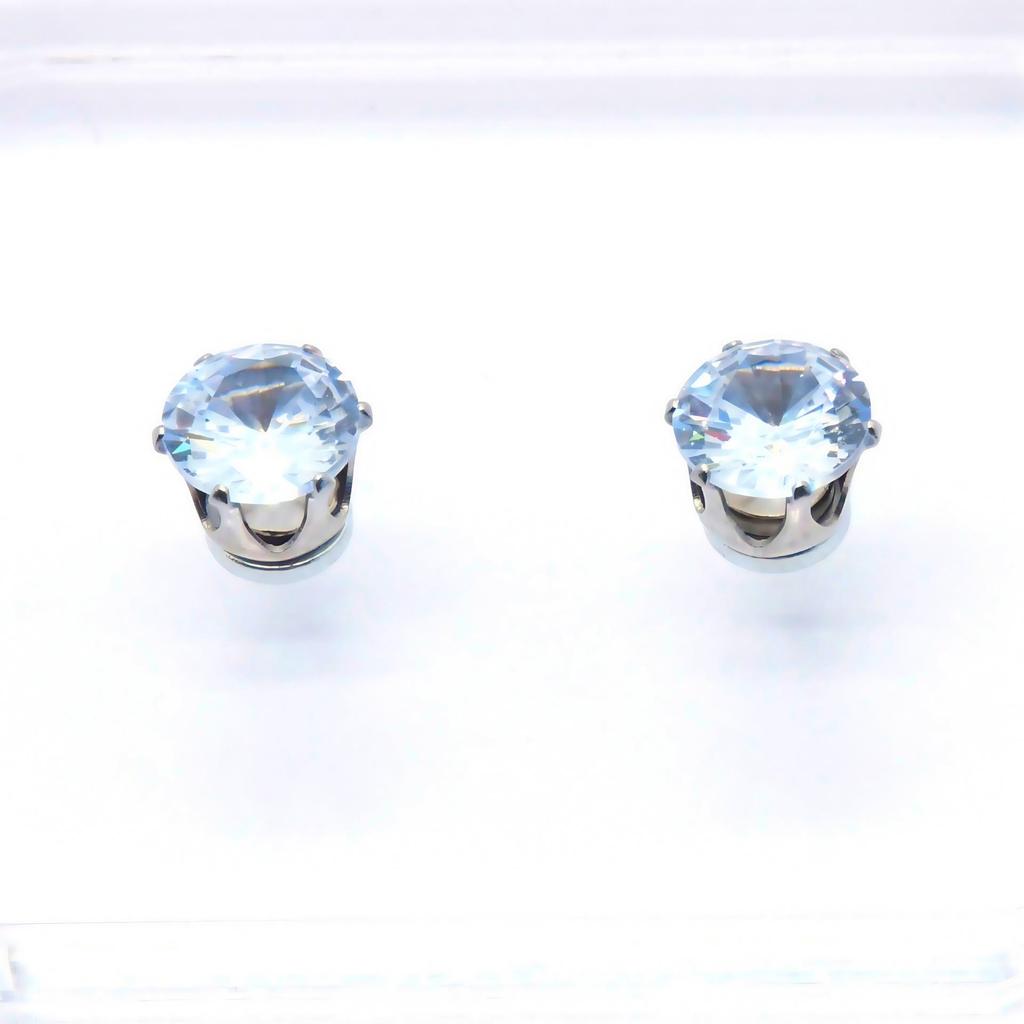 Stainless Steel Zirconia Magnetic Ear Clip - No Piercing Needed, Sparkly Hole-Free Stud for Girls