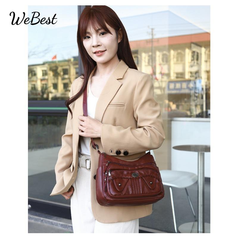 

Multi Layer Large Capacity Single Shoulder Crossbody Bag коричневий