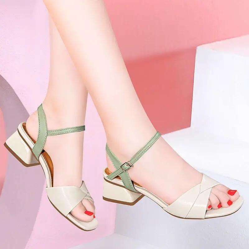 Damen Sandalen Blockabsatz Damenschuhe Anti-Rutsch Heiß Dick Klobige Alltagssandale Sommer 2024 Bequem Großhandel Zum Verkauf