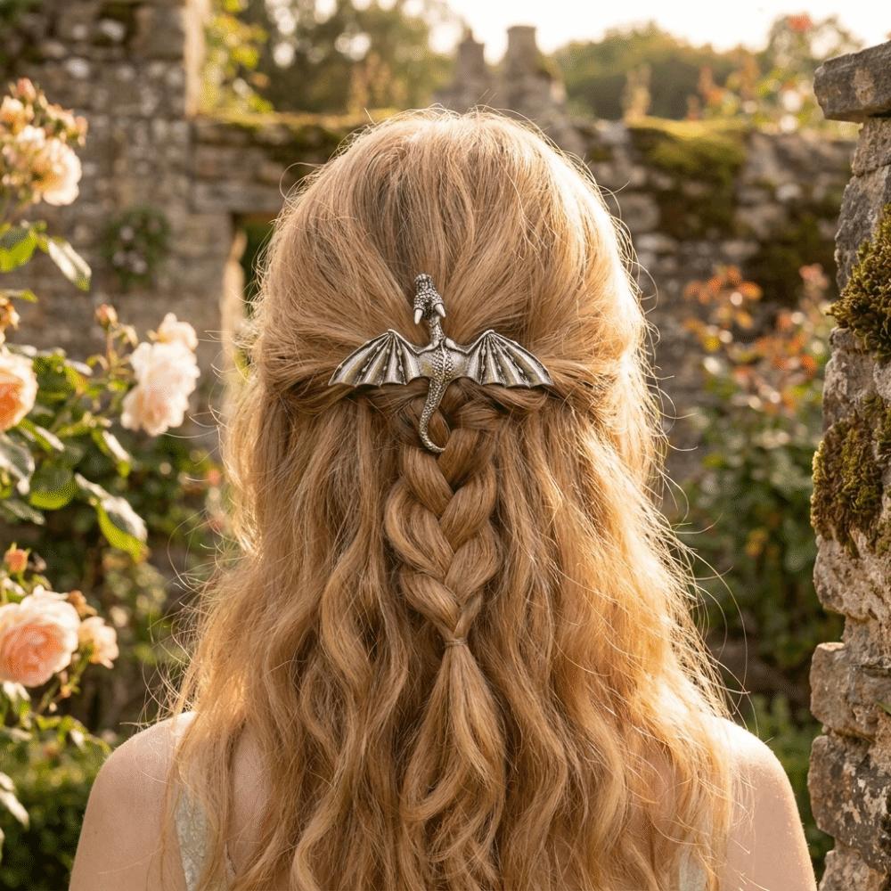 Vintage Flying Dragon Hair Clip Elegant Retro Spring Clip Viking Dragon Hairpin Valentine's Day