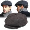 Fashion Wool Tweed  Cap Herringbone Men Women Gatsby Retro British Painters Hat Driver Flat Cap Black Coffee Grey