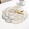 Peony Flower Placemat Nordic Style Gold Color Coaster Decorative Dinning Table Mat Waterproof Non-slip Heat Table Pad Home Decor