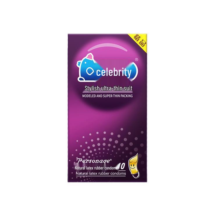 Celebrity Ultra-Thin G-Spot Condoms, Ice & Fire Combo, Small Size, Large Particles, Black