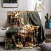 Jungle cat kiss pattern Flannel printed blanket suitable for all seasons suitable for living room office sofa and travel