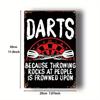 Metal Sign with Darts  Forks Design  Rustic Black Wall Art for Man Cave Bedroom Garden Office Kitchen Decor