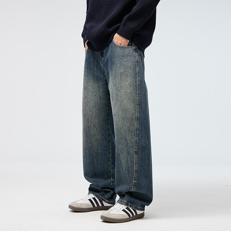 Autumn and Winter New Japanese Straight Jeans Men's Pendant Feeling Large Size Dad Trousers