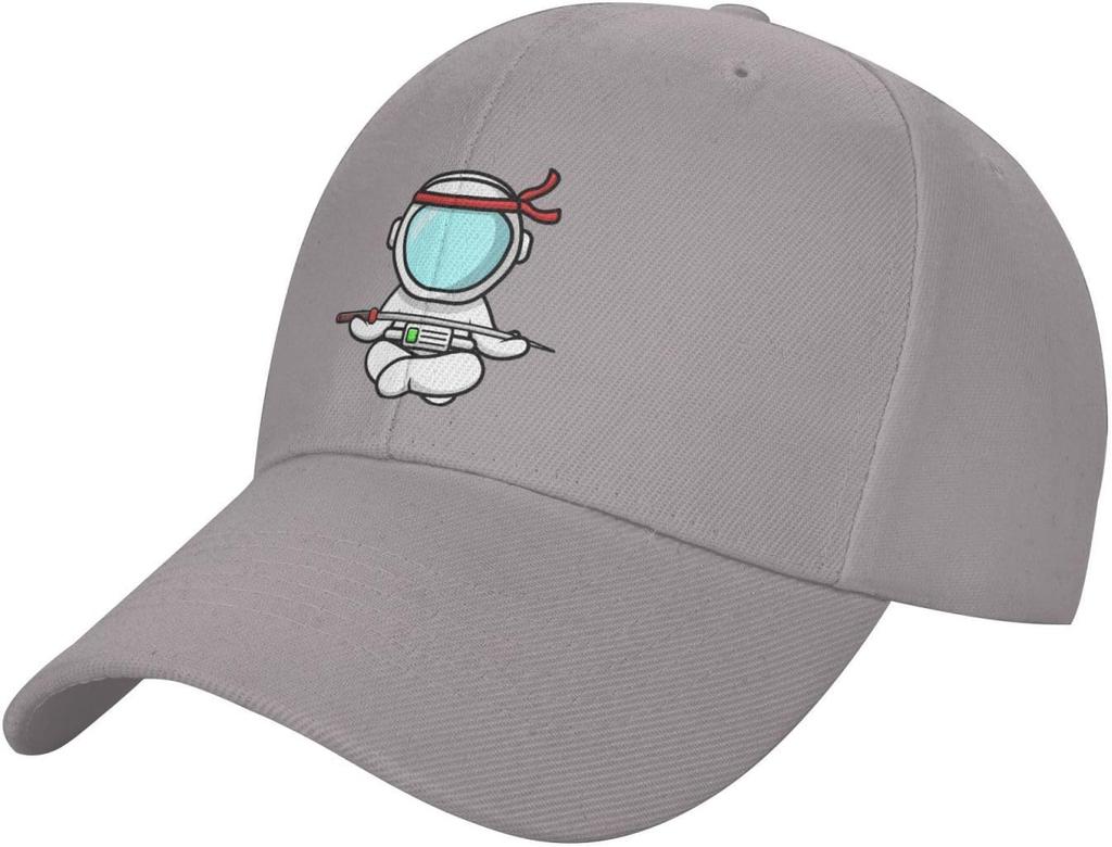 Astronaut Ninja Meditating With Sword Baseball Cap Polyester Casual Adjustable Sport Hat