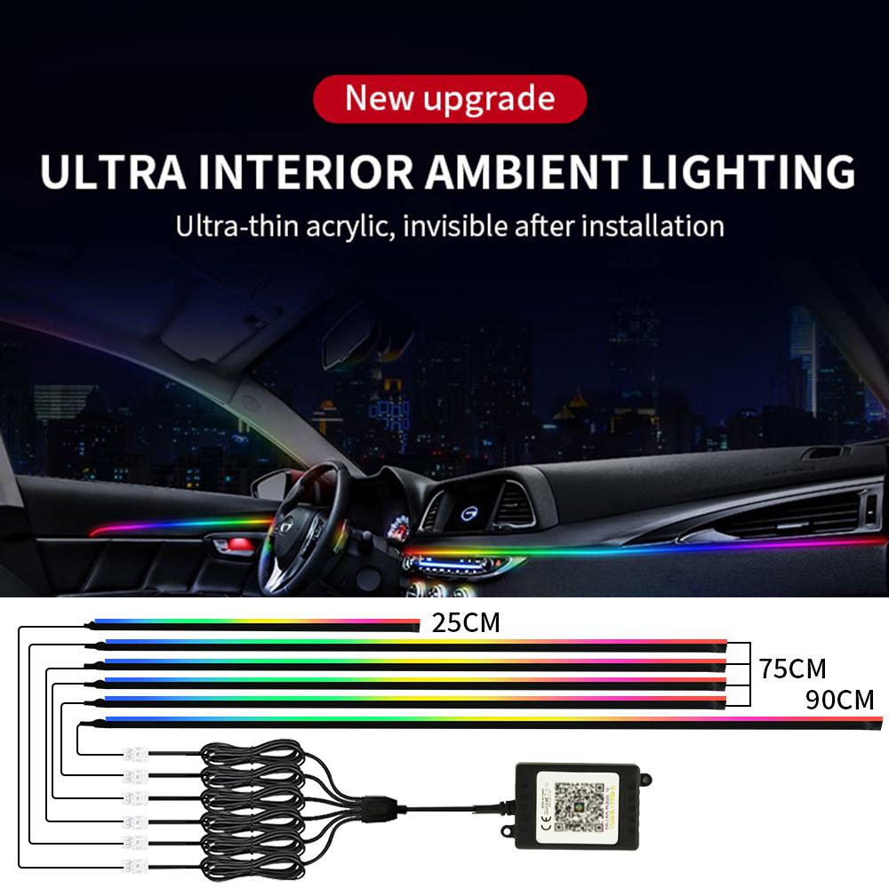 6/10/18 in 1 RGB Symphony Car Ambient Lights Color Streamer Multicolou Atmosphere Light APP Control for Tesla