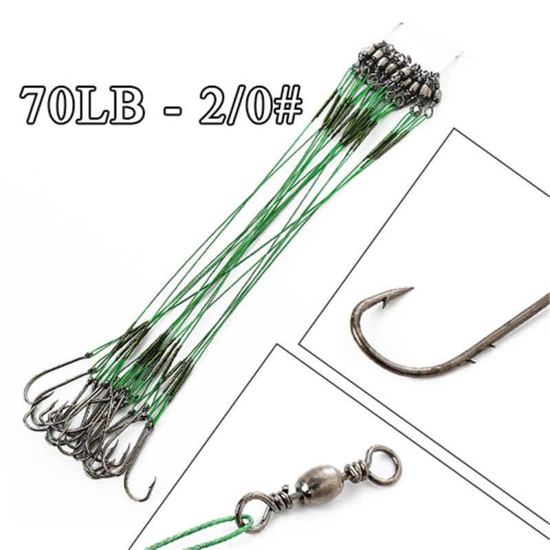 FTK 20 Piece Fishing Steel Hook and Wire Leader with Rolling Swivel Clip 12cm/4.724in 16cm/6.30in 20cm/7.874in