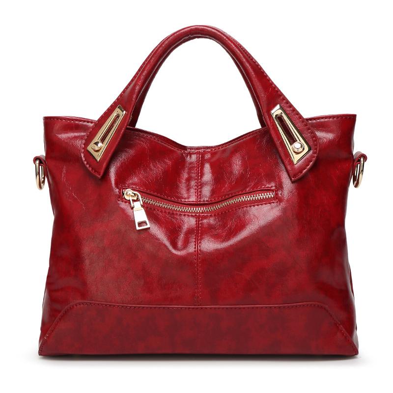 

Large Capacity Wax Oil Leather Bag Retro Style Commuter Shoulder Bag Messenger Bag