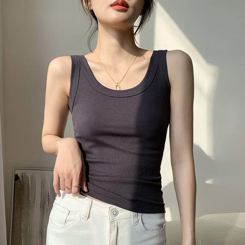 Cotton Vest Women's Summer Suspender Top Wide Shoulder Strap To Cover The Secondary Breasts To Prevent Exposure