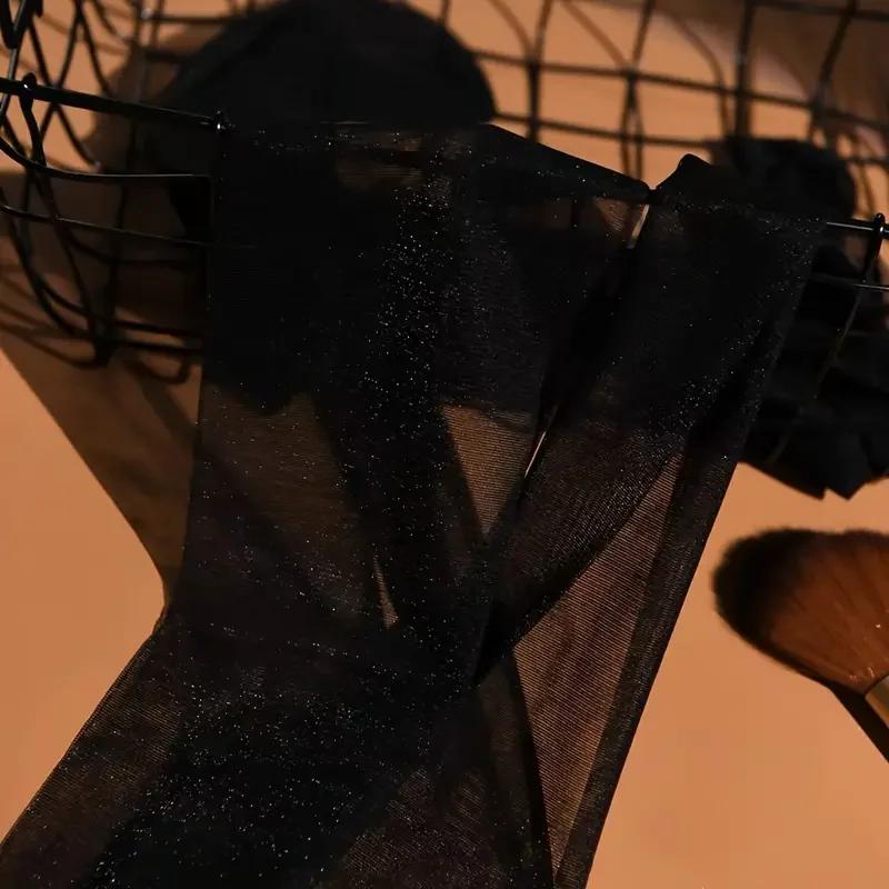 Ladies Slim Thigh Panty Stockings Shiny Silk Transparent Tights Charming Women Glitter Hosiery Ultrathin Bright Pantyhose Medias