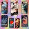 Japanischer Kunststil Hülle Für iPhone 11,12,15,14,13,16,17,Plus,Pro Max,XS,X,XR,SE,Mini,8,7,Weiches Silikon Schwarz