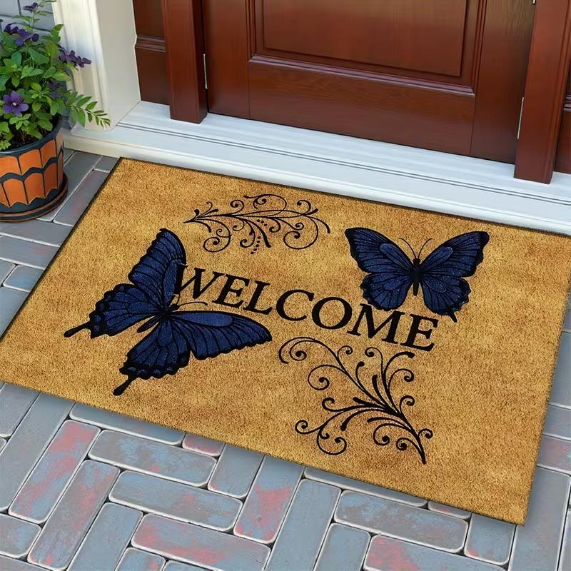 Welcome Coir Entry Doormat, Natural Coconut Fiber Non-Slip Rug, Garden Home Decor Floor Mat Door Mat Entrance Floor Mats