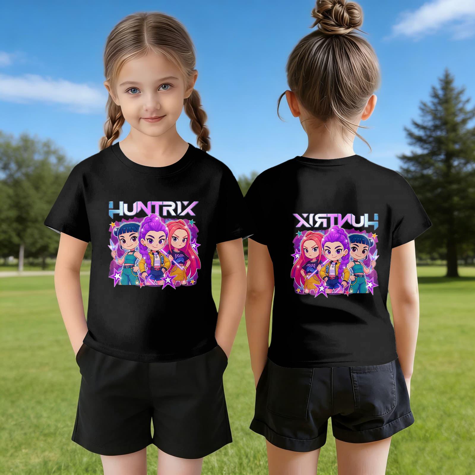 

Kids Print Round Neck Short Sleeve Casual T-shirt 100 чёрный